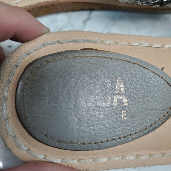 Lucca Lane Shoes Womens Size 8.5 Tan Canvas Valia Beaded Slide Sandals - Picture 2 of 11